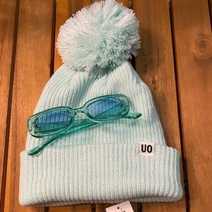 Aqua Teal Sunglasses and Beanie Matching Set
